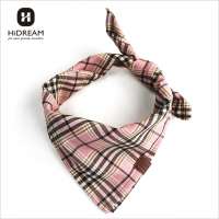 HiDREAM light pink green blue cotton plaid bandana dog bibs